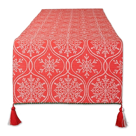 Zingz & Thingz Joyful Snowflakes Jacquard Collection Table Runner for Everyday Use