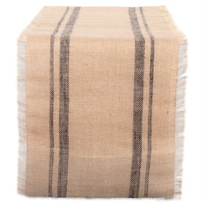 DII Double Border Burlap Table Runner, 14 in. x 108 in., Compatible with Tables that Seat 8-10 People