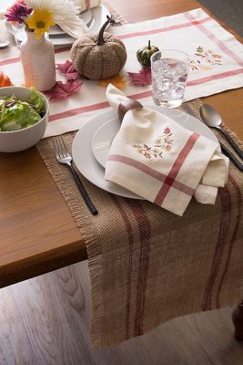 Image showing 5 th DII Double Border Burlap Table Runner, 14 in. x 108 in., Compatible with Tables that Seat 8-10 People