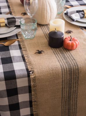 Image showing 6 th DII Middle Striped Burlap Table Runner, 14 in. x 72 in., Compatible with Tables that Seat 4-6 People