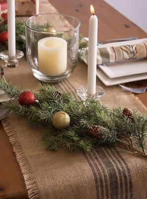 Image showing 8 th DII Middle Striped Burlap Table Runner, 14 in. x 72 in., Compatible with Tables that Seat 4-6 People