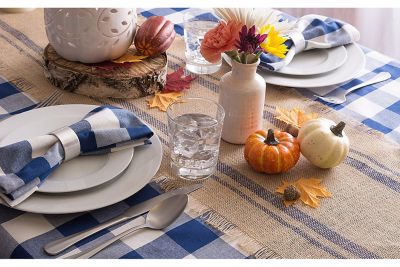 Image showing  Double Border Burlap Table Runner, 14 in. x 108 in., Compatible with Tables that Seat 8-10 People