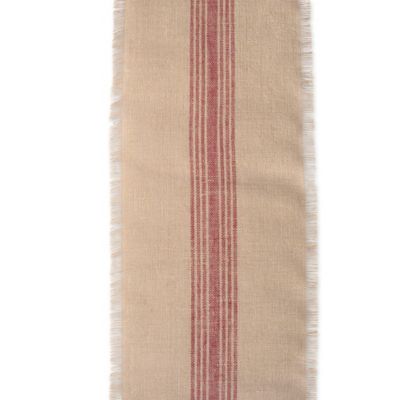 Image showing  Middle Striped Burlap Table Runner, 14 in. x 72 in., Compatible with Tables that Seat 4-6 People