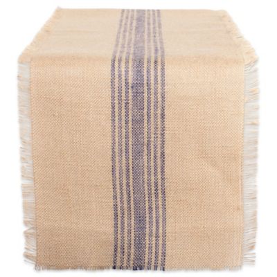 Zingz & Thingz Middle Striped Burlap Table Runner, 14 in. x 72 in., Compatible with Tables that Seat 4-6 People