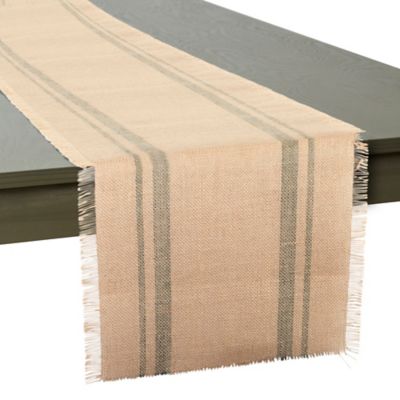 Image showing  Artichoke Double Border Burlap Table Runner, 14 in. x 108 in., For Tables that Seat 8-10 People