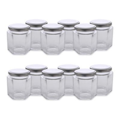 DII 6 oz. Hexagonal Jars with Silver Lids, 12 pc.