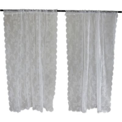 Zingz & Thingz White Flower Blossom Lace Window Curtains