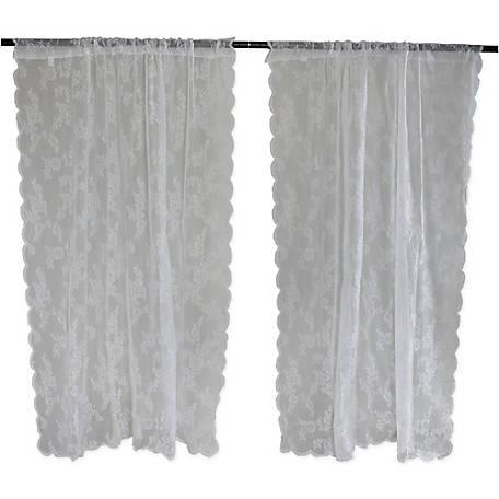 Zingz Thingz White Flower Blossom, White Lace Curtains
