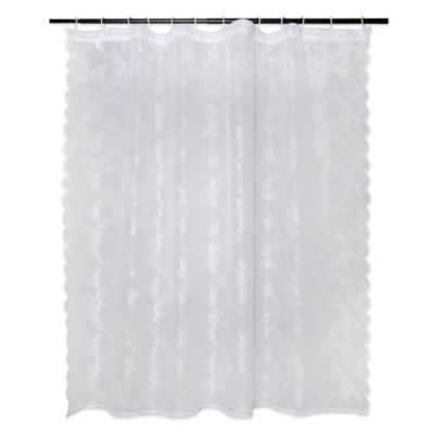 Zingz & Thingz White Flower Blossom Lace Shower Curtain