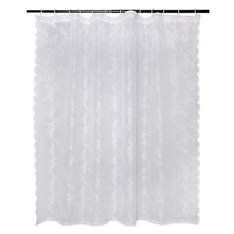 Zingz & Thingz White Flower Blossom Lace Shower Curtain