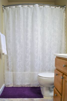 Image showing  White Flower Blossom Lace Shower Curtain, 72 in. x 72 in.