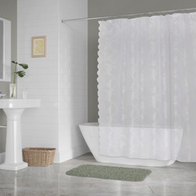 Image showing  White Flower Blossom Lace Shower Curtain, 72 in. x 72 in.