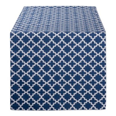 DII Nautical Blue Lattice Tablecloth, 14 in. x 72 in., Compatible with Tables that Seat 4-6 People