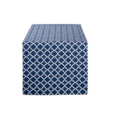 DII Nautical Blue Lattice Tablecloth, 14 in. x 72 in., Compatible with Tables that Seat 4-6 People