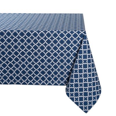 Zingz & Thingz Nautical Blue Lattice Tablecloth, 14 in. x 72 in., Compatible with Tables that Seat 4-6 People