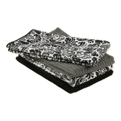 Zingz & Thingz Damask Microfiber Dish Towel Set, 4 pc.