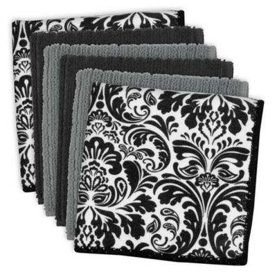 Zingz & Thingz Damask Microfiber Dishcloths, 6 pc.