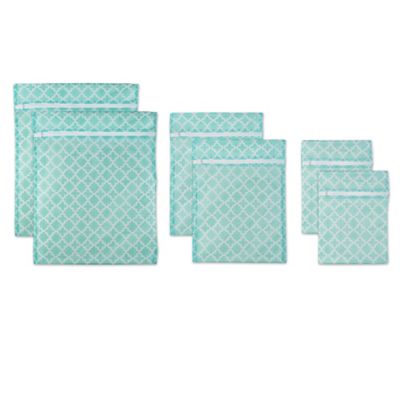 Zingz & Thingz Lattice Set D Mesh Laundry Bags, Aqua, 6-Pack