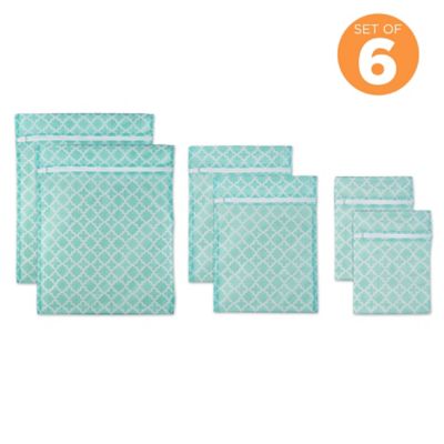Image showing  Lattice Set D Mesh Laundry Bags, Aqua, 6-Pack