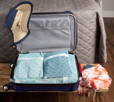 Image showing  Lattice Set D Mesh Laundry Bags, Aqua, 6-Pack