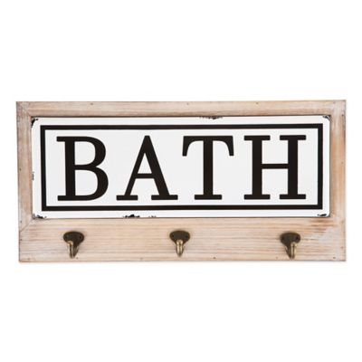 Zingz & Thingz Vintage Enamelware Tile Bath Hook Sign, 18 in. x 9 in.