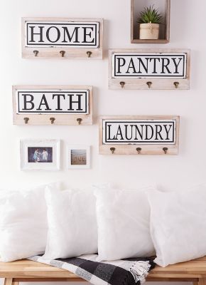 Image showing  Vintage Enamelware Tile Bath Hook Sign, 18 in. x 9 in.