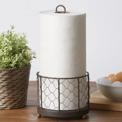 Image showing  Rustic Chicken Wire Paper Towel Holder, 6 in. x 6 in. x 13 in.