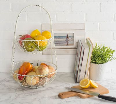 Image showing  Antique Chicken Wire Tiered Fruit Stand, 11.8 in. W x 19.7 in. H