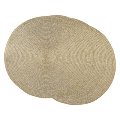 DII Metallic Round Polypropylene Woven Place Mat, 15 in.