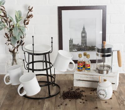 Image showing 3 th DII Vintage Mug Stand, Black, 9.5 in. Diameter x 12.8 in. H, 15 Mug Capacity