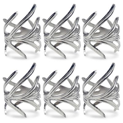 Zingz & Thingz Antique Silver Branch Napkin Rings, 6 pc.