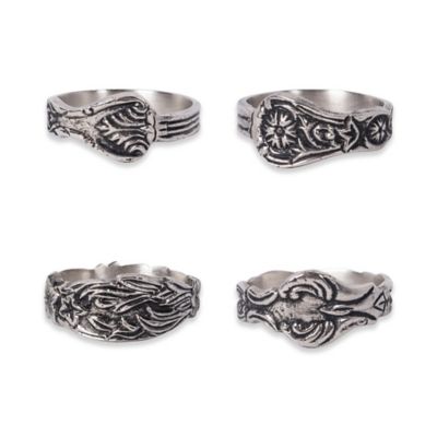 Zingz & Thingz Assorted Silver Spoon Napkin Rings, 4 pc.