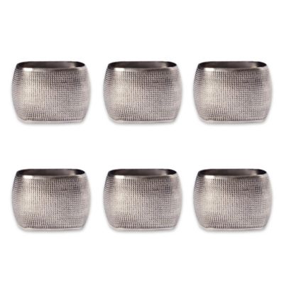 Zingz & Thingz Silver Textured Square Napkin Rings, 6 pc.