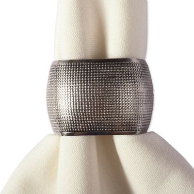 Image showing  Silver Textured Square Napkin Rings, 6 pc.