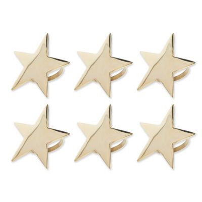 DII Gold Star Napkin Rings, 6 pc.