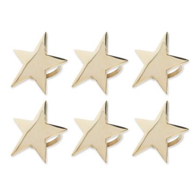 Zingz & Thingz Gold Star Napkin Rings, 6 pc.