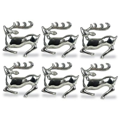 Zingz & Thingz Silver Stag Napkin Rings, 6 pc.