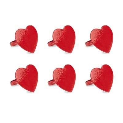 DII Red Heart Napkin Rings, 6 pc.