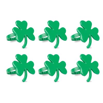 Zingz & Thingz Green Shamrock Napkin Rings, 6 pc.