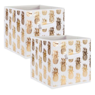 DII Non-Woven Pineapple Square Polyester Cube Storage Bin, 13 in. x 13 in. x 13 in.