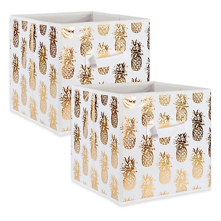 Zingz & Thingz Non-Woven Pineapple Square Polyester Cube Storage Bin, 13 in. x 13 in. x 13 in.