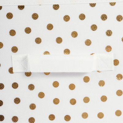 Image showing  Non-Woven White/Gold Dots Square Polyester Cube Storage Bin, 11 in. x 11 in. x 11 in.