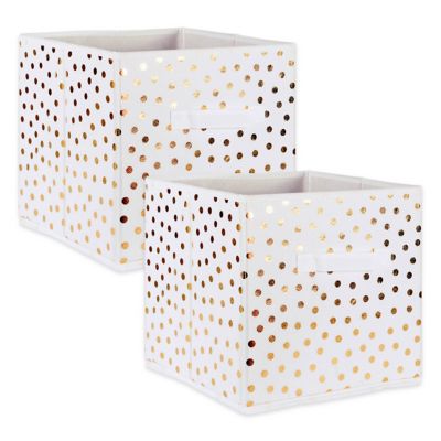 DII Non-Woven Dots Square Polyester Cube Storage Bin, 11 in. x 11 in. x 11 in.