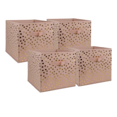 Zingz & Thingz Non-Woven Dots Millennial Square Polyester Cube, Pink/Gold