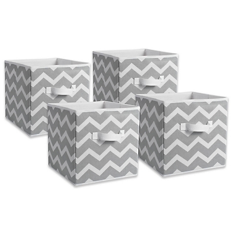 Zingz & Thingz Non-Woven Chevron Square Polyester Storage Cubes, 11 in. x 11 in. x 11 in., 4 pc.