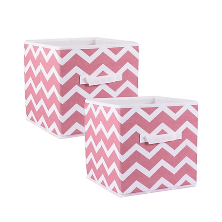 Zingz & Thingz Chevron Teal Square Non-Woven Polyester Cube Storage Bin, 11 in. x 11 in. x 11 in.