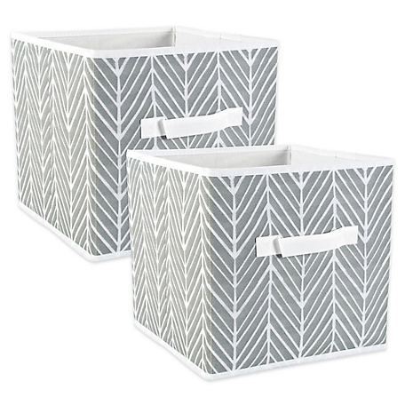 Zingz & Thingz Non-Woven Polyester Cube Herringbone Square Storage Bin