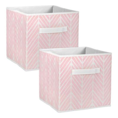 Zingz & Thingz Non-Woven Polyester Cube Herringbone Square Storage Bin