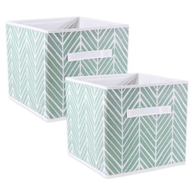 Zingz & Thingz Non-Woven Polyester Cube Herringbone Square Storage Bin