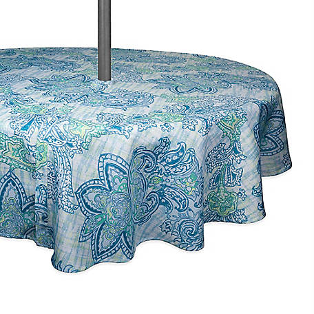 Round Outdoor Tablecloth With Zipper, Garden Table Tablecloth